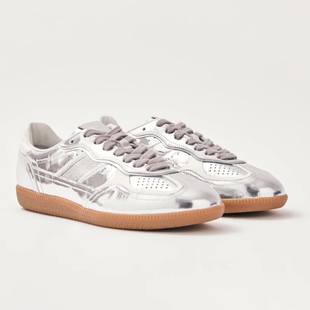 Worn twice ALOHAS Rife shimmer silver leather sneakers